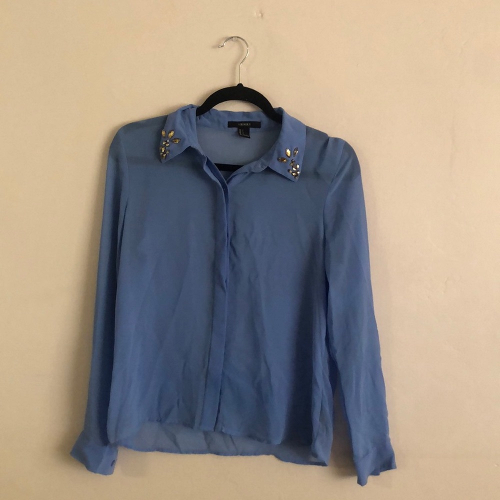 Forever 21 Button Down Light Blue Shirt